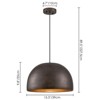Rennnsan Kavine 15"W 1-Light Dome Industrial Dimmable Pendant in Brown - 3 of 4