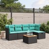 vidaXL Patio Sofa Set with Cushions Outdoor Furniture 6 Piece Poly Rattan - Black without storage - 2 of 4