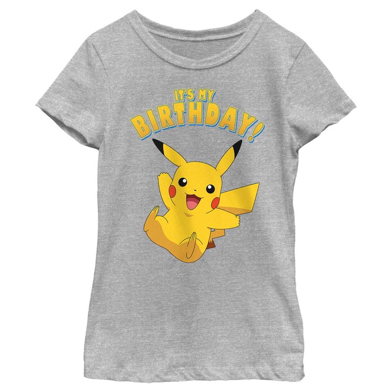 Girl's Pokemon Pikachu It's My Birthday T-Shirt, 1 of 6