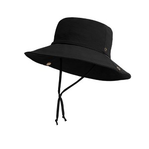 Anna-Kaci Foldable Wide Brim Bucket Hat with Chin Strap for Sun Protection and Outdoor Hiking Travel Beach Adventures - 1 of 4