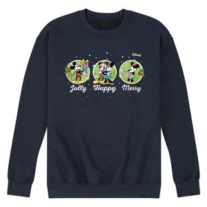 Men's - Disney - Mickey and Minnie Christmas Jolly Happy Merry Graphic Fleece Sweatshirt - 1 of 4