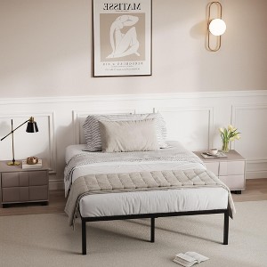 Heavy Duty Metal Bed Frame No Box Spring Needed, for Bedroom Easy Assembly, Noise Free, Black - 1 of 4