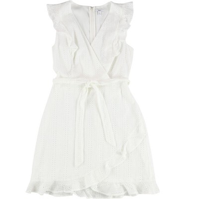 bar III Womens Eyelet Lace Ruffled Dress
