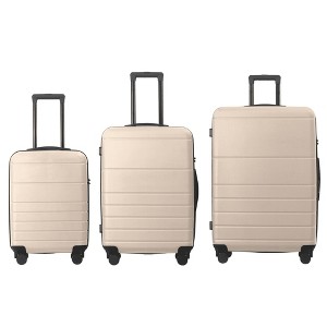 MAYEERTY 3pcs Luggage Sets ABS Hardshell Lightweight Durable Suitcase Sets Spinner Wheels Suitcase with TSA Lock 20''24''28''?Available(Beige) - 1 of 4