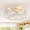 Airsurfer 20" Flush Mount Distressed White and Gold Cage Ceiling Fan with Integrated LED Light and Remote (7-Blade) - 4 of 4