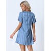cheibear Women's Short Sleeve Mini length Striped Pajama Dress - 3 of 4