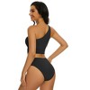 Womens One Shoulder Tankini Sets Hollow Sexy Textured Swimwear Sets Cute Swimsuit for Beach Summer Vacation - 2 of 4