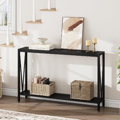 2-Tier Narrow Console Table-Stylish Sofa Side Table,Premium Space Saving Furniture for Entryway Hallway Living Room