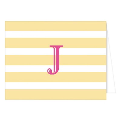 "J" Monogram Cabana Stripe Folded Notes Collections Yellow