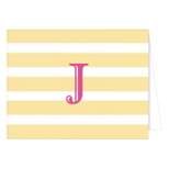 "J" Monogram Cabana Stripe Folded Notes Collections Yellow