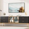 LED Lighted TV Stand for 55-75" TVs, Modern Entertainment Center with Drawers & Shelves, Glass Doors Living Room Furniture - 4 of 4