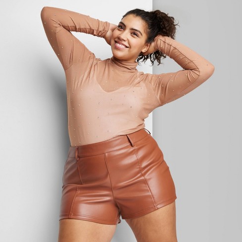 Women's High-Rise Faux Leather Shorts - Wild Fable™ Brown 17