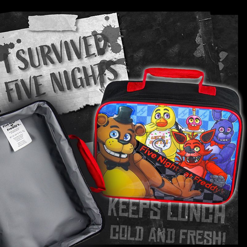 Five Night's At Freddy's FNAF Insulated Lunch Box Tote Bag Black, 5 of 6