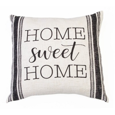 20"x20" Oversize Rae 'Home Sweet Home' Printed Cotton Square Throw Pillow Black - Decor Therapy