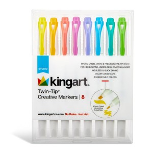 KINGART Twin-Tip Highlighters 8 Colors - 1 of 3