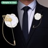 Unique Bargains Wedding Rose Men Suit Boutonnieres Lapel Pin with Gold Leaf Brooch 6 Pcs - 4 of 4