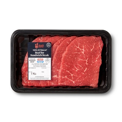 USDA Choice Angus Beef Steak for Sandwiches - 0.68-1.45 lbs - price per lb - Good & Gather™