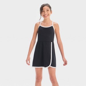 Girls' Knit Contrast Trim Dress - All In Motion™ - 1 of 3