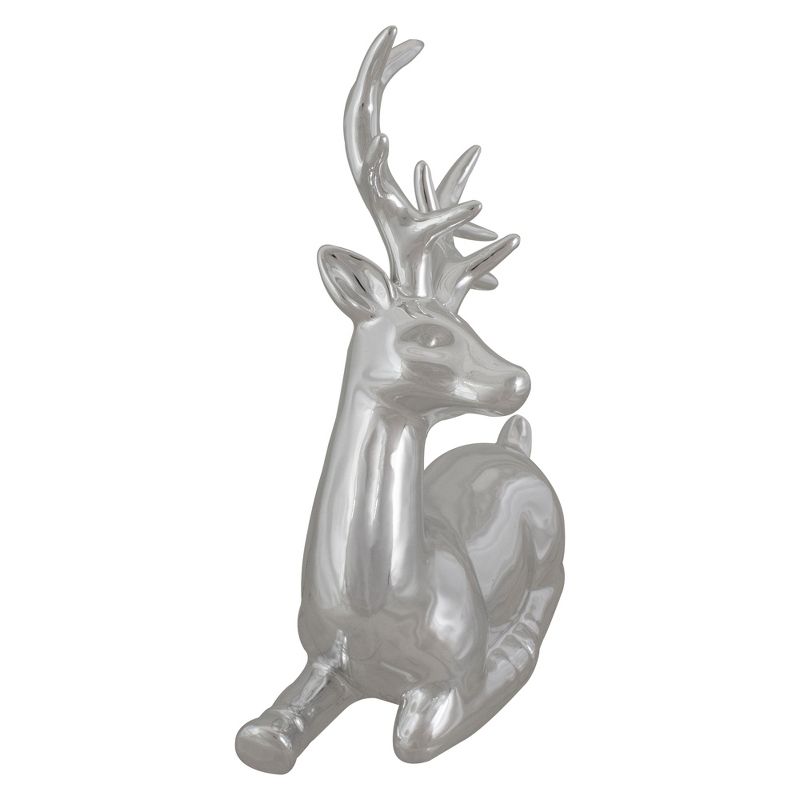 Northlight 10" Metallic Silver Sitting Reindeer Christmas Tabletop Decor, 2 of 5
