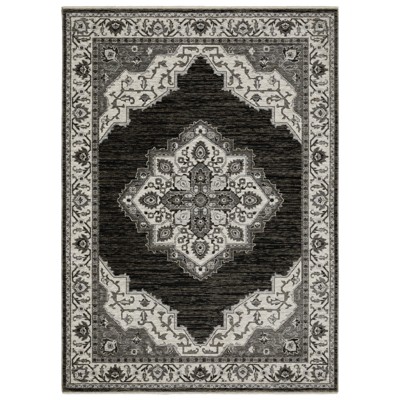 Oriental Weavers Chamberlain CH05C Charcoal / Ivory Indoor Area Rug - 3'3" x 5'