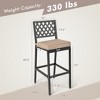 Costway Set of 2 Outdoor Bar Height Dining Chairs Patio Metal Bar Stools  with Cushion - 3 of 4