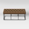 Trubeck Tufted Metal Base Bench Faux Leather Brown - Threshold™ : Target