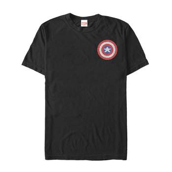 Men's Marvel Captain America Pixel Shield Badge T-Shirt