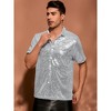 INSPIRE CHIC Men's Button Down Short Sleeve 70s Disco Metallic Sequin Shirts - 2 of 4