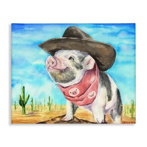 Stupell Industries Wild West Cowboy Pig, 20" x 16" - 1 of 4