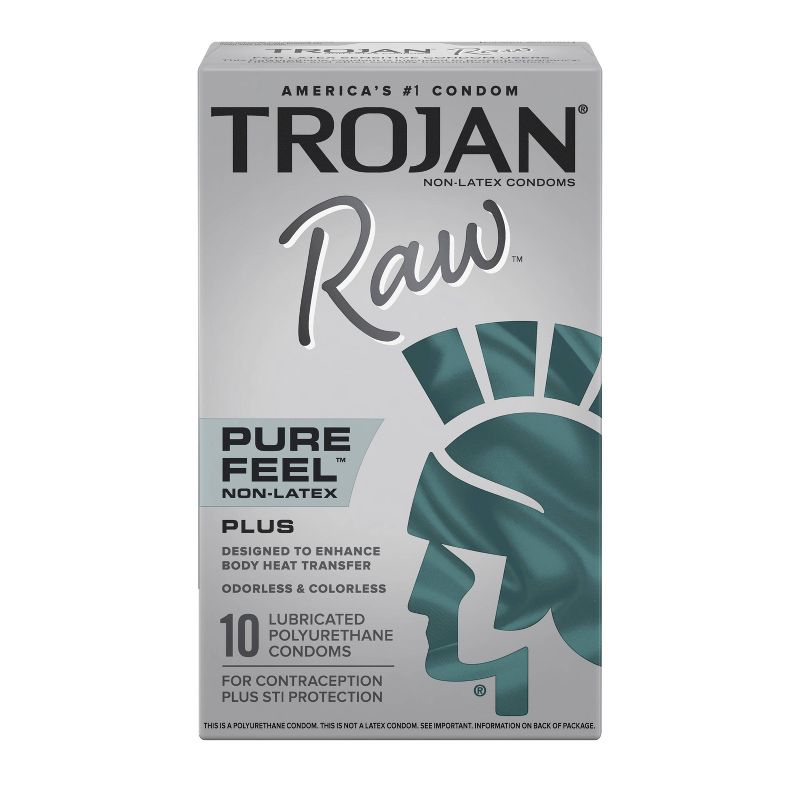 Trojan Raw Non-Latex Lubricated Condoms - 10ct, 1 of 3