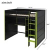 Full Size Wood Gaming Loft Bed with Desk, Open Wardrobe, Storage Compartments & RGB Lights - ModernLuxe - 3 of 4