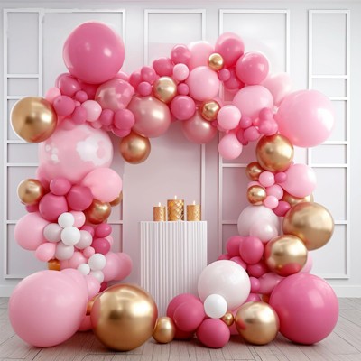 PartyWoo Balloons Pink Gold Pastel Chrome 18 12 10 5 Inch 140 pcs