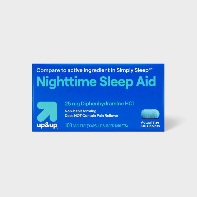 Diphenhydramine HCl Nighttime Sleep Aid Caplets - 100ct - up &#38; up&#8482;, 1 of 6