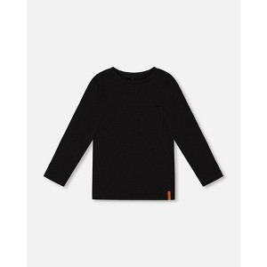 Deux par Deux Boy Organic Cotton Jersey Pocket T-Shirt Black - 1 of 4