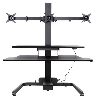 Techtonic Triple Monitor Electric Standing Desk Converter - Black