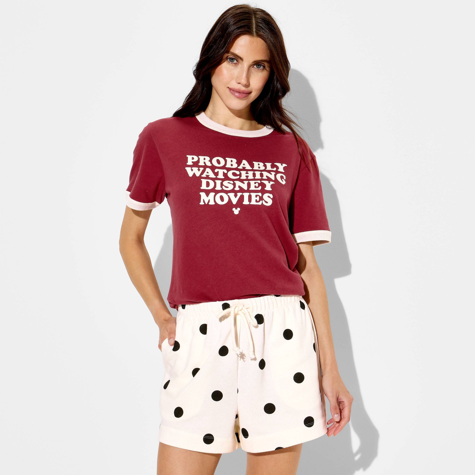 Women's Graphic Pull-On Shorts - White Polka Dots