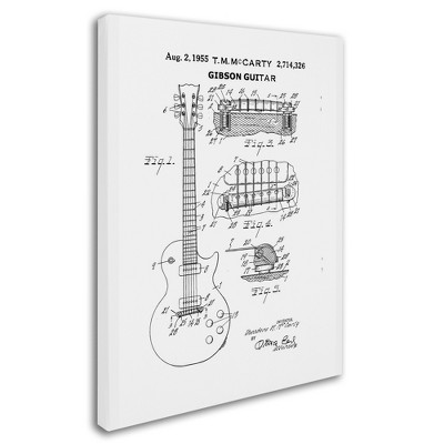 Trademark Fine Art -Claire Doherty '1955 Mccarty Gibson Guitar Patent White' Canvas Art