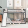 NicBex Full Over Full Bunk Bed with Slide and Ladder for Kids Teens Adults,Gray/White - 2 of 4