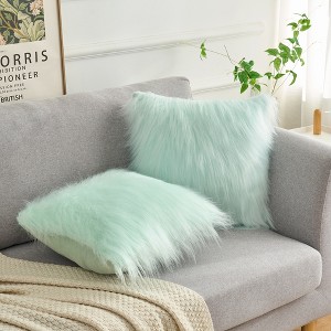 Unique Bargains Plush Decorative Solid Throw Modern Bedroom Pillow Covers 2 Pcs - 1 of 4