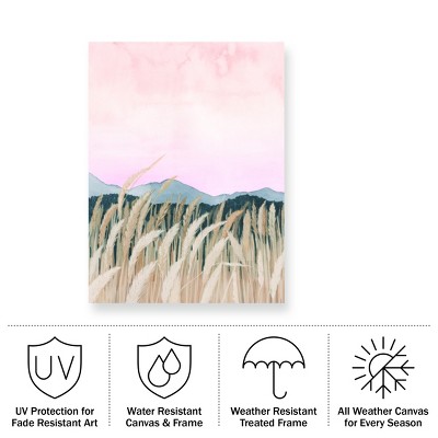 Grace Popp Light Pink and Green Mixed Media Landscape Canvas Art