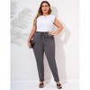 Womens Plus Size Stretchy Work Pants Elastic Waist Business Casual Pants with Pockets Tapered Dress Pants Dark Grey 5XL - 4 of 4
