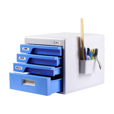 SereneLife 4 Drawer Home Office File Cabinet Desk Storage Organizer with Combination Lock for Papers, Tools, and Craft Supplies