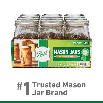 Ball 32oz 12pk Glass Wide Mouth Mason Jar with Lid and Band, 3 of 7
