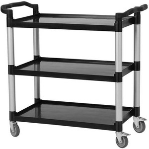 3 Tier Plastic Service Utility Cart with Wheels, Lockable Wheels, Metal Frame, Office/Kitchen/Hotel Food Service/Commercial/Restaurant - 1 of 4