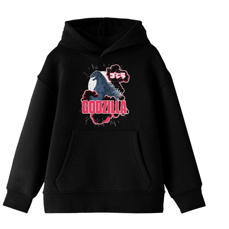 Godzilla Classic Art and Logo Youth Black Hoodie, 1 of 3