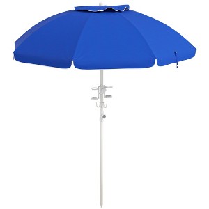 Okak 5.7IN Patio Umbrella with Adjustable Height, Beach Umbrella with 2 Cup Holders & Hooks, UV-Production Sun Umbrella for Backyard - 1 of 4