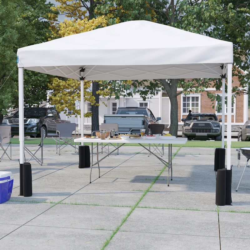 Flash Furniture 10'x10' Pop Up Canopy Tent with Wheeled Case and 6-Foot Bi-Fold Folding Table with Carrying Handle - Tailgate Tent Set, 3 of 11