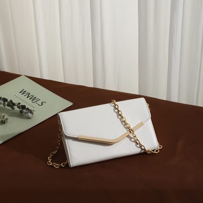 Generic Clutch Purse Evening Bag White Envelope Handbag With Detachable Chain - image 2