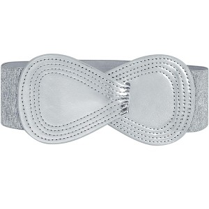 INSPIRE CHIC Women's Interlock 8-shaped Faux Leather Buckle Elastic Belt 1 Pc - 1 of 4