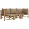 vidaXL 3 Piece Patio Lounge Furniture Set/Sectional Bamboo Sofa/Taupe Cushions/Outdoor Garden Deck - 3 of 4